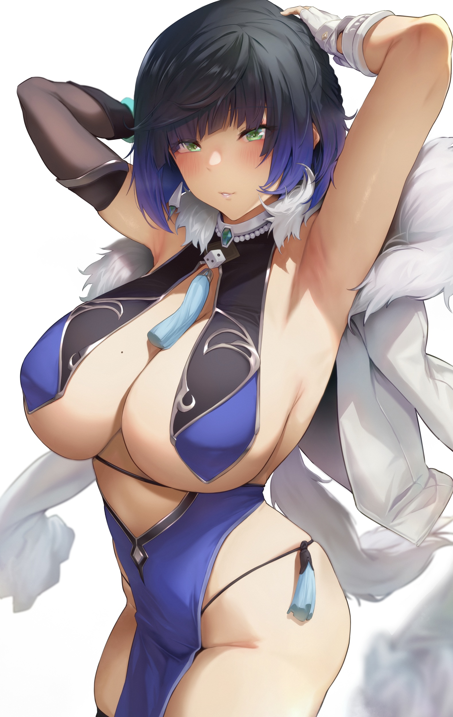 Kurowa Genshin Impact Yelan Cleavage Dress No Bra Pantsu Underboob Yande Re